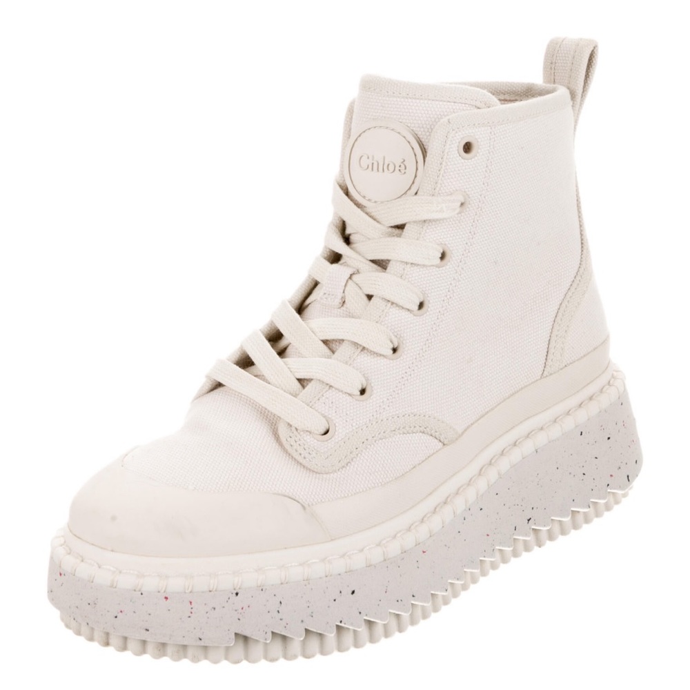 Chloe off white canvas platform combat boot size 8 38 chunky boho casual